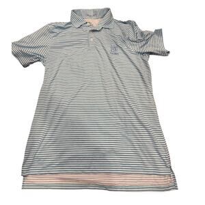 B. Draddy Sport Mens Med Golf Polo Blue Striped TPC Potomac Golf Club